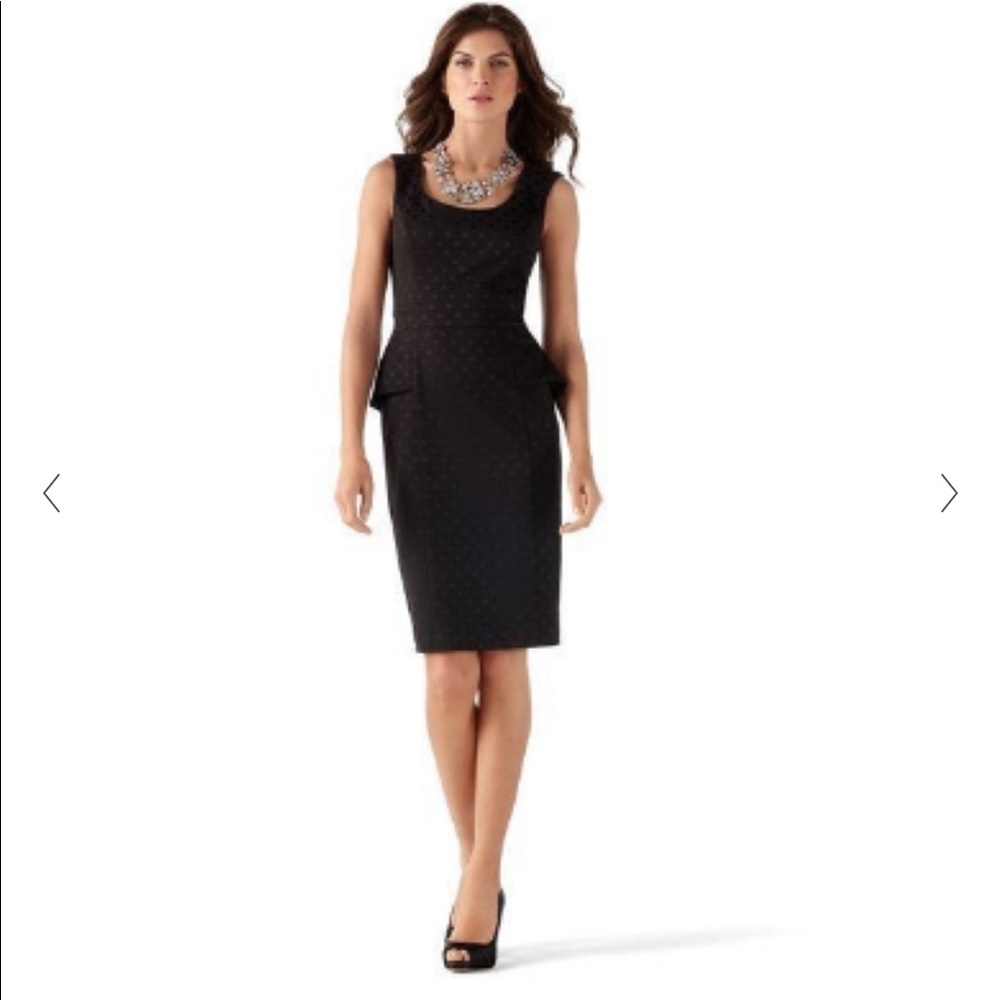 WHBM cocktail dress. Knee length fit and flare with subtle polka dots